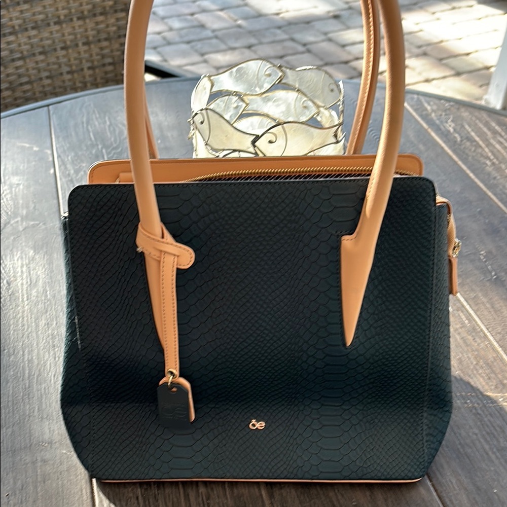 Cloe dark green and Tan Women's Handbag